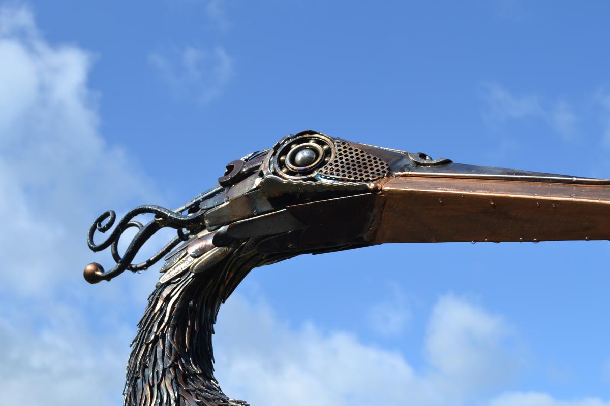 Heron sculpture eye