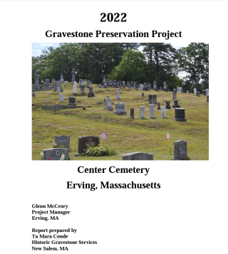 The cover of the 2022 Center Cemetery restoration report