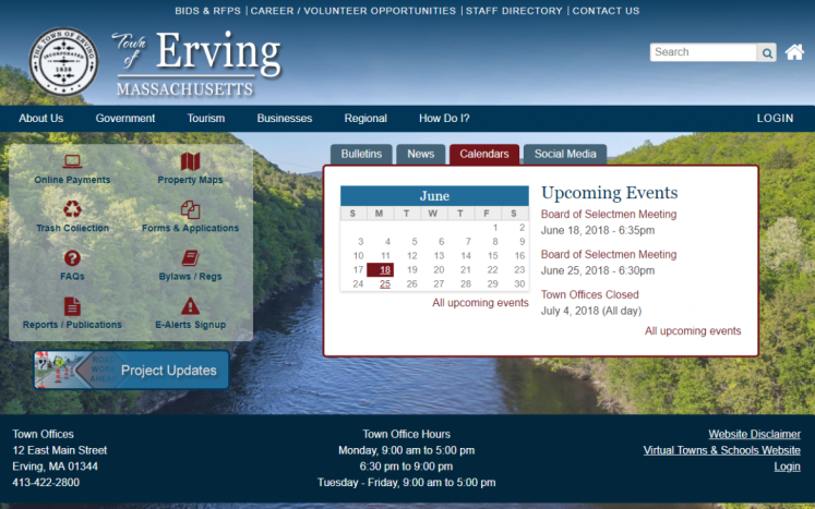 New Erving Website Homepage